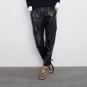 Leather cargo pants